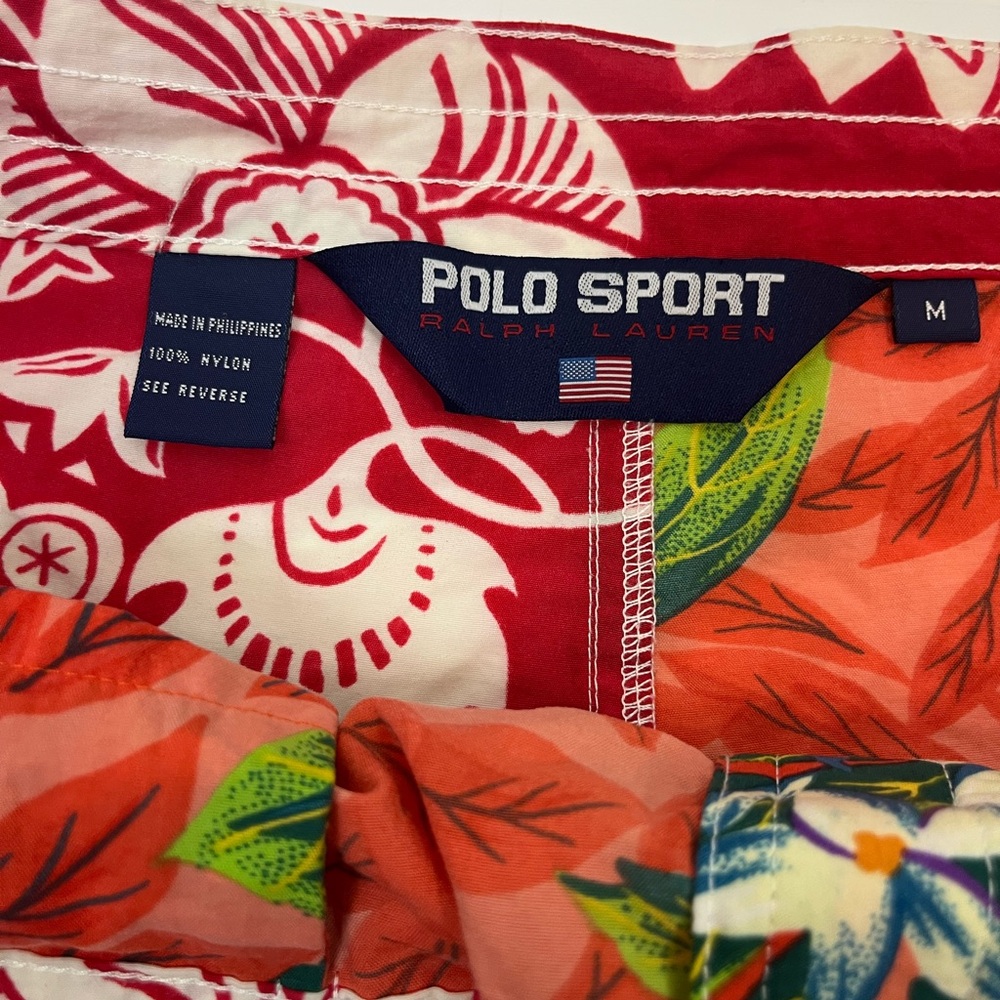 Vintage Polo Ralph‎ Lauren Sport Patchwork Hawaiian Floral Surf Print swim M - Picture 4 of 4